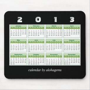 Rainforest Green 2013 Calendar Mousepad Muismat