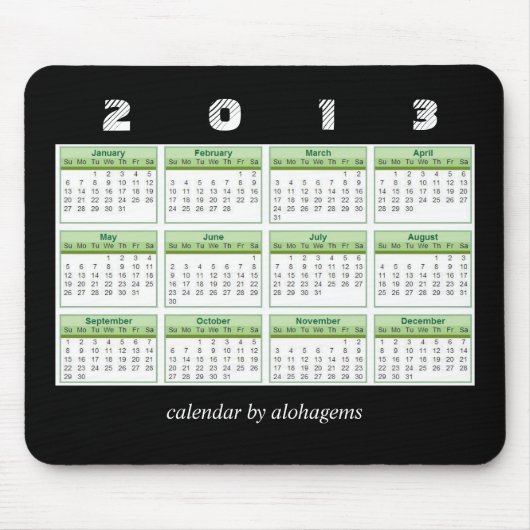 Rainforest Green 2013 Calendar Mousepad Muismat (Voorkant)