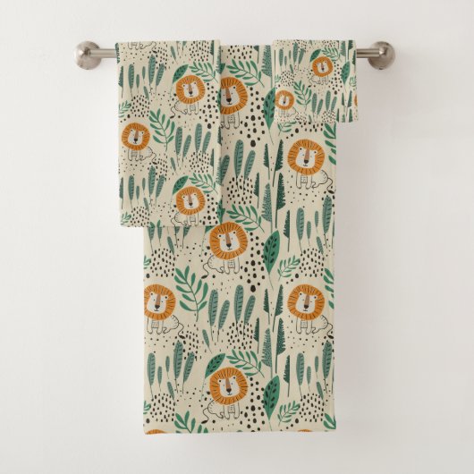 Rainforest Patroon Cute Doodle Oerwoud Bad Handdoek (Insitu)