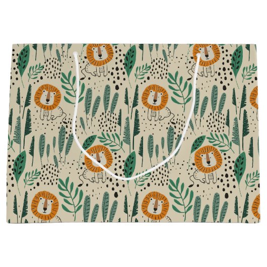 Rainforest Patroon Cute Doodle Oerwoud Groot Cadeauzakje (Voorkant)