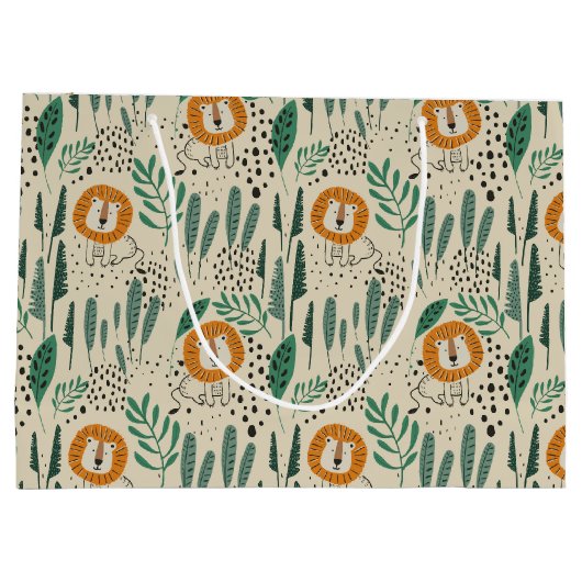 Rainforest Patroon Cute Doodle Oerwoud Groot Cadeauzakje (Achterkant)
