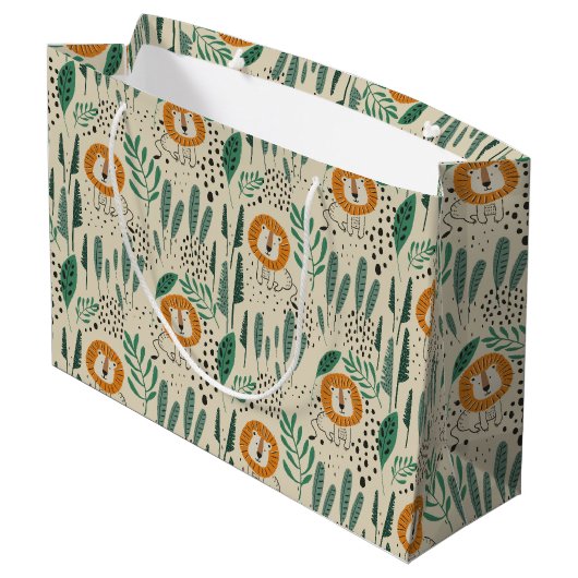 Rainforest Patroon Cute Doodle Oerwoud Groot Cadeauzakje (Achterkant Gekanteld)