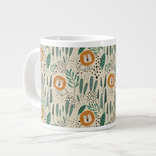 Rainforest Patroon Cute Doodle Oerwoud Grote Koffiekop (Links)