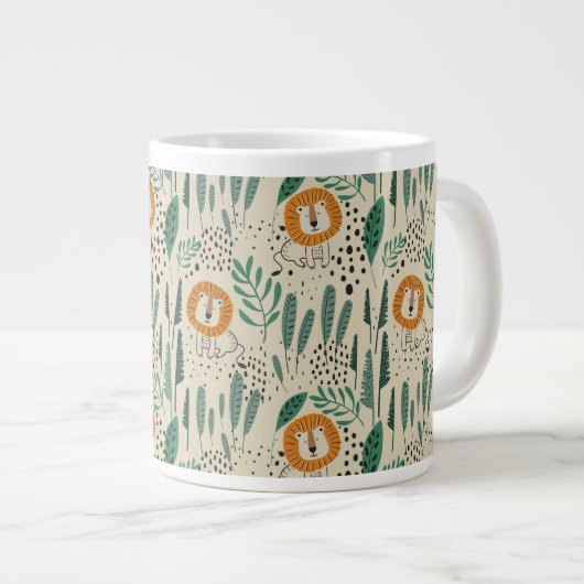 Rainforest Patroon Cute Doodle Oerwoud Grote Koffiekop (Voorkant rechts)