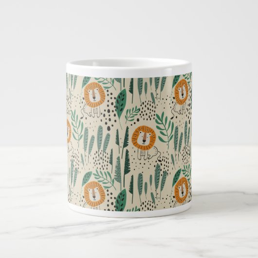 Rainforest Patroon Cute Doodle Oerwoud Grote Koffiekop (Voorkant)
