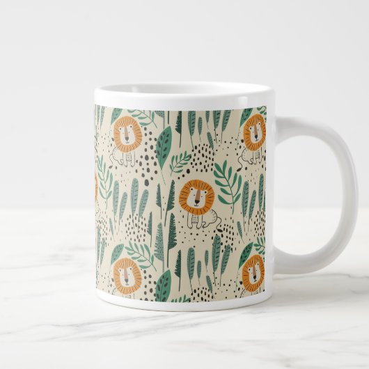 Rainforest Patroon Cute Doodle Oerwoud Grote Koffiekop (Rechts)