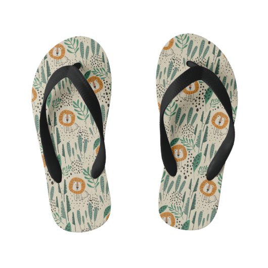 Rainforest Patroon Cute Doodle Oerwoud Kinder Teenslippers (Voetbed)