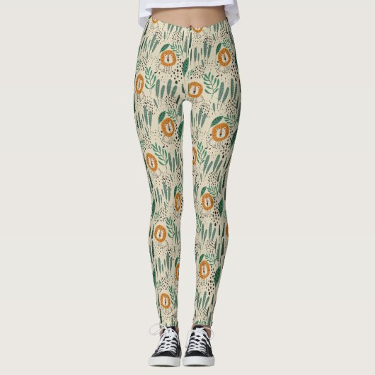 Rainforest Patroon Cute Doodle Oerwoud Leggings (Voorkant)