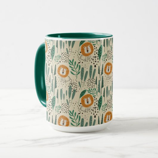 Rainforest Patroon Cute Doodle Oerwoud Mok (Voorkant links)
