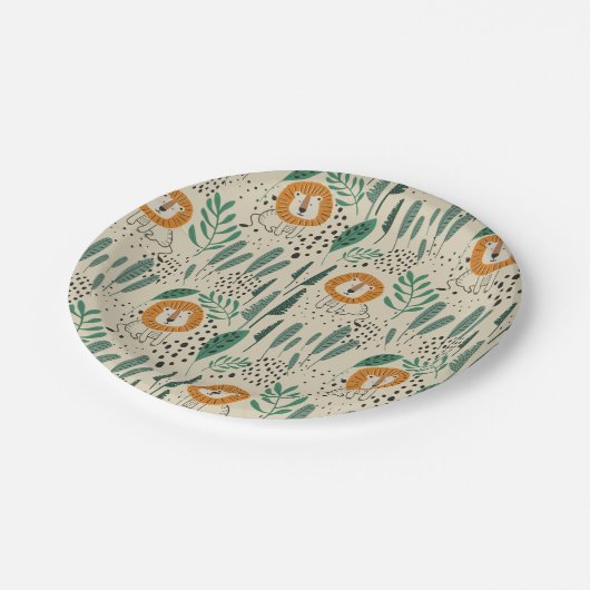 Rainforest Patroon Cute Doodle Oerwoud Papieren Bordje (Gekanteld)