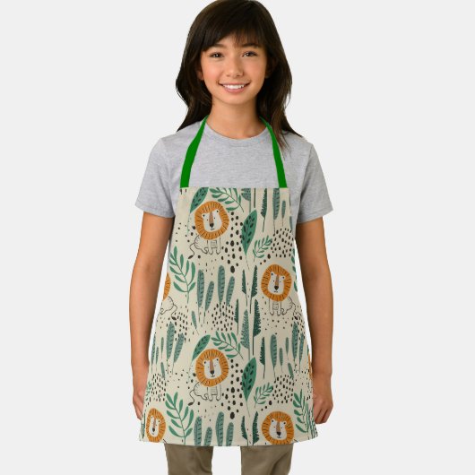 Rainforest Patroon Cute Doodle Oerwoud Schort (Insitu)