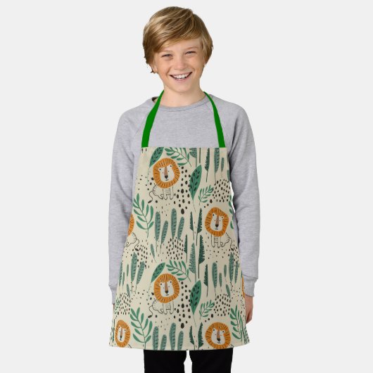 Rainforest Patroon Cute Doodle Oerwoud Schort (Gedragen)