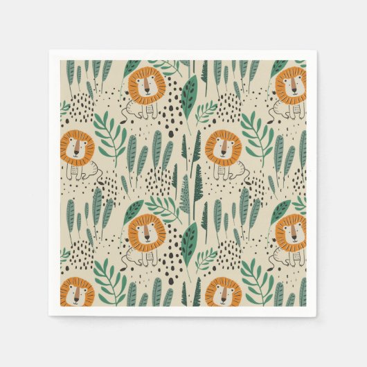 Rainforest Patroon Cute Doodle Oerwoud Servet (Voorkant)