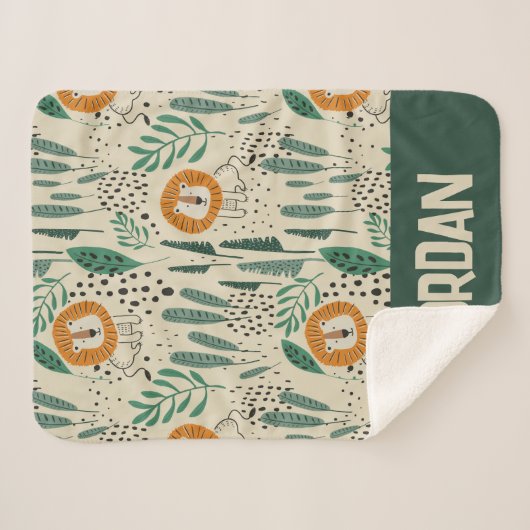 Rainforest Patroon Cute Doodle Oerwoud Sherpa Deken (Voorkant (horizontaal))