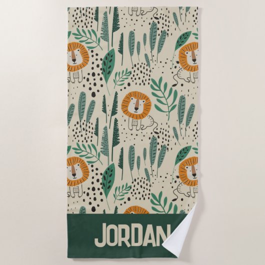 Rainforest Patroon Cute Doodle Oerwoud Strandlaken (Voorkant)