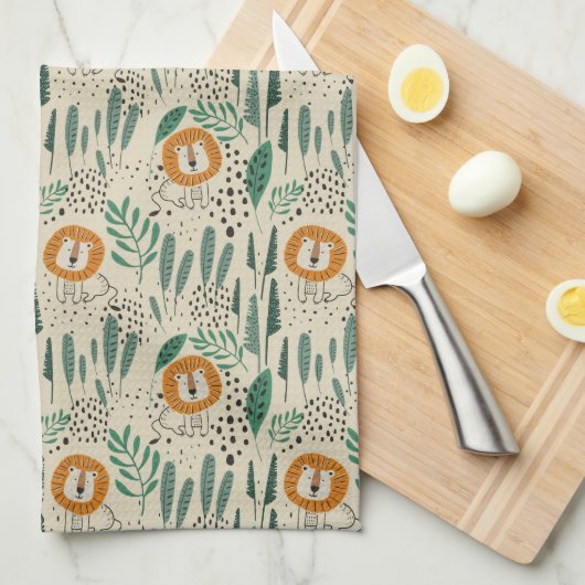 Rainforest Patroon Cute Doodle Oerwoud Theedoek (Quarter Fold)