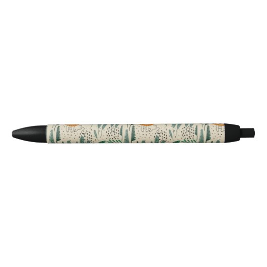 Rainforest Patroon Cute Doodle Oerwoud Zwarte Inkt Pen (Voorkant)