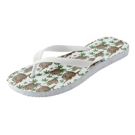Rainforest Wild Sloth met Cup Het is Koffietijd Teenslippers (Schuin)