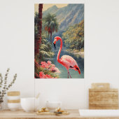 Rainforest Wildlife Roze Flamingo Poster (Keuken)