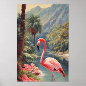 Rainforest Wildlife Roze Flamingo  Poster (Voorkant)
