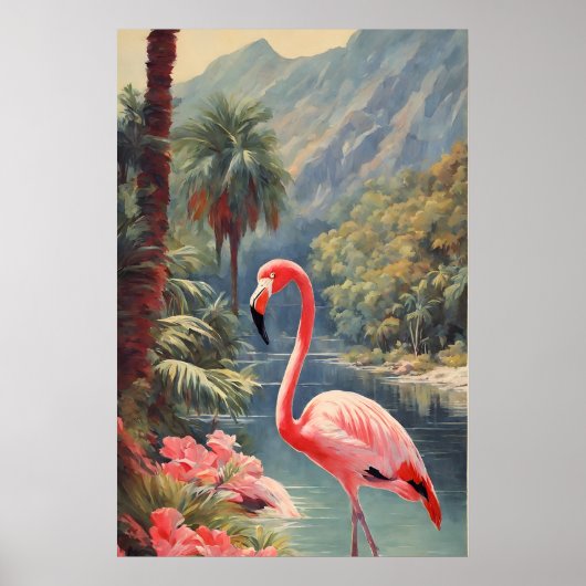 Rainforest Wildlife Roze Flamingo Poster (Voorkant)