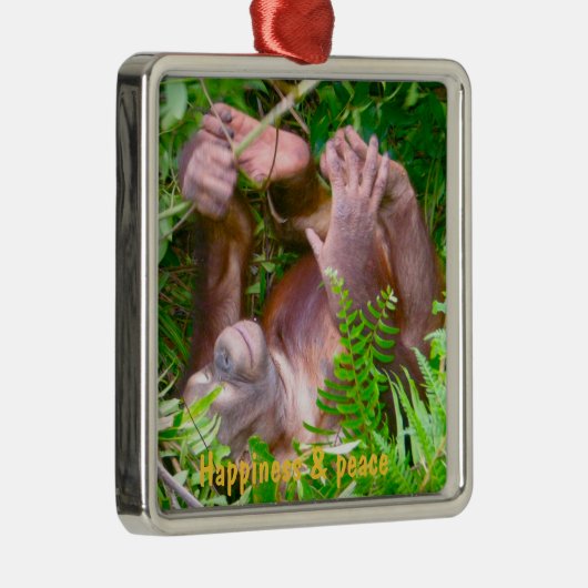 Rainforest Yoga Happy Baby Metalen Ornament (Rechts)
