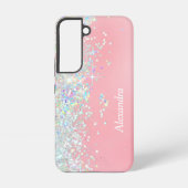 Raingow Glitter Confetti Star Roze Samsung Galaxy Hoesje (Achterkant)