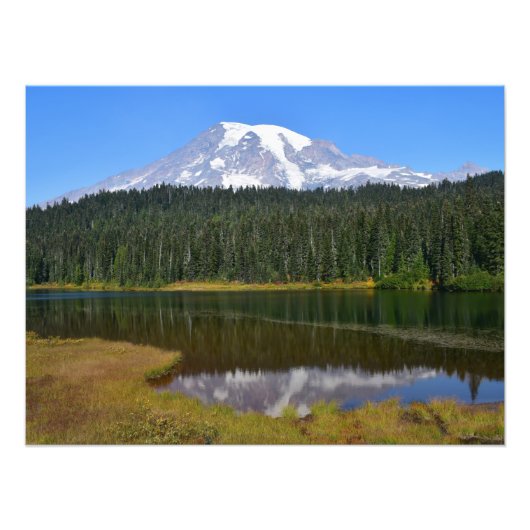 Rainier en Lake Reflection monteren Foto Afdruk (Voorkant)