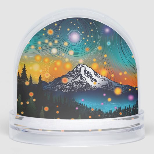 Rainier en vuurvliegjes bij zonsopgang sneeuwbol (Voorkant)