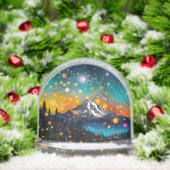 Rainier en vuurvliegjes bij zonsopgang sneeuwbol (Kerstmis)