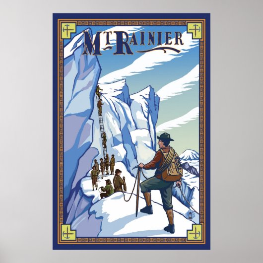 Rainier monteren - ijsklimmen - reisposter poster (Voorkant)
