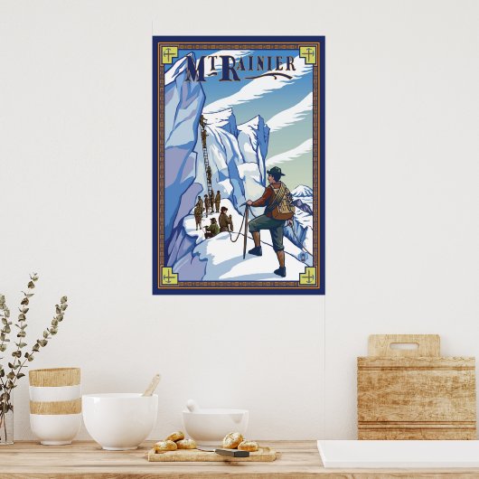 Rainier monteren - ijsklimmen - reisposter poster (Keuken)
