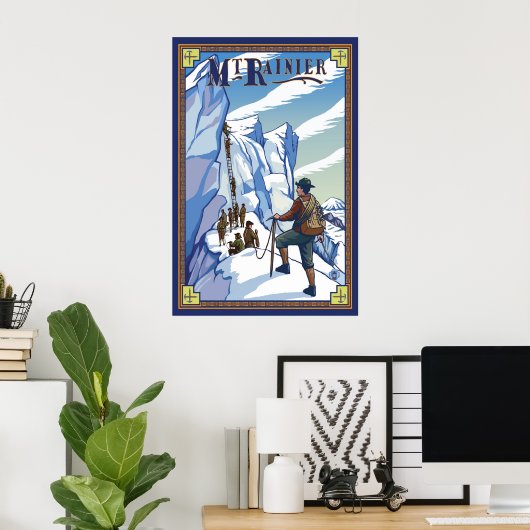 Rainier monteren - ijsklimmen - reisposter poster (Thuiskantoor)
