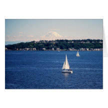 Rainier monteren, zeilboten op Puget Sound Card