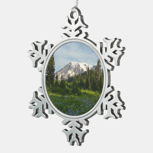 Rainier Morning Light Tin Sneeuwvlok Ornament (Rechts)