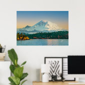 Rainier over het Washington Sunset Fine Art Poster (Thuiskantoor)