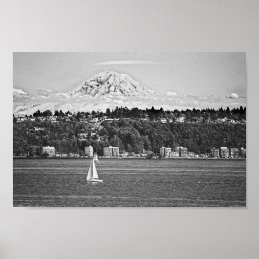 Rainier uit Puget Sound, Seattle Washington Poster (Voorkant)