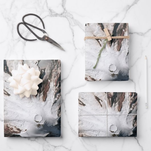 Rainier Washington Volcano Satellite Poster Inpakpapier Vel (Voorkant)