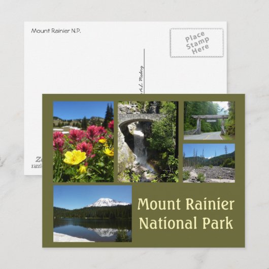 Rainiercollage monteren (reflectieermeer en Herfst Briefkaart (Voorkant / Achterkant)