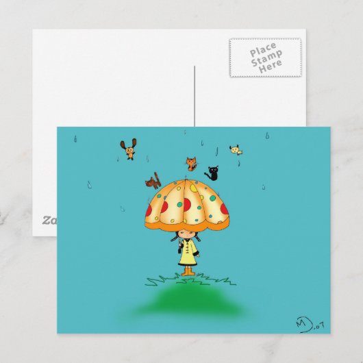 Raining cats and dogs briefkaart (Voorkant / Achterkant)