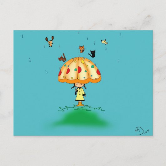 Raining cats and dogs briefkaart (Voorkant)