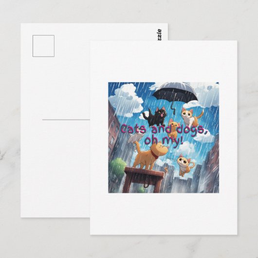Raining Cats and Dogs Briefkaart (Voorkant / Achterkant)