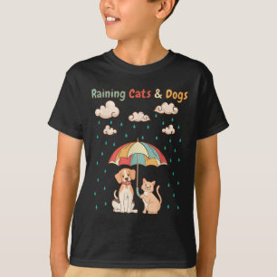 Raining Cats and Dogs Idiom _ Schattige Kat Puppy  T-shirt