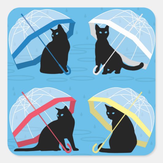 Raining Cats 'n Cats Square Glossy Sticker (Voorkant)