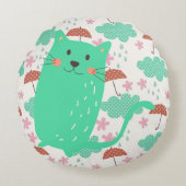 Raining Cats Rond Kussen (Voorkant)