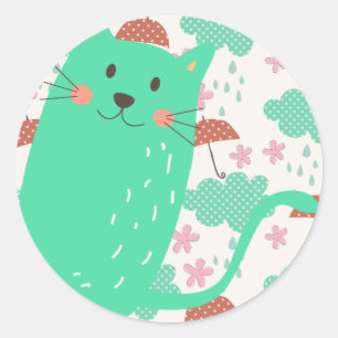 Raining Cats Ronde Sticker