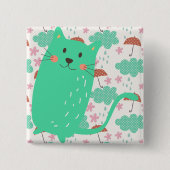 Raining Cats Vierkante Button 5,1 Cm (Voorkant)