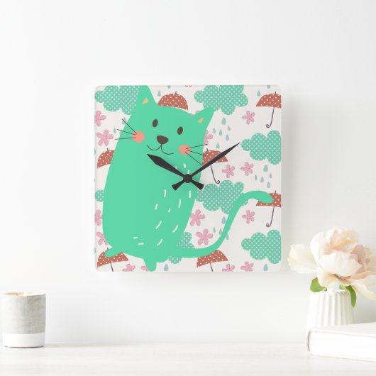 Raining Cats Vierkante Klok (Huis)