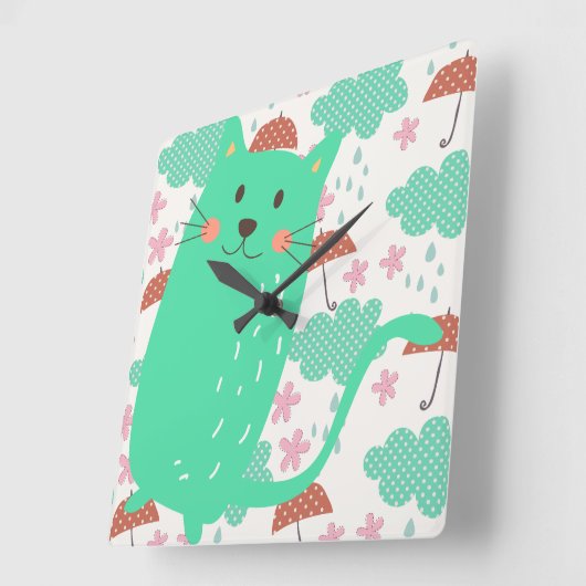 Raining Cats Vierkante Klok (Hoek)