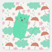 Raining Cats Vierkante Sticker (Voorkant)